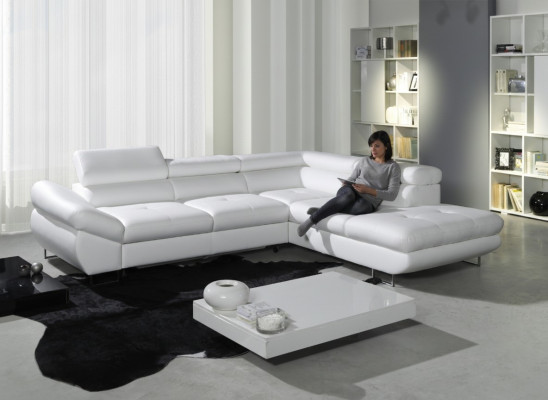 Canapé d'angle Choix Cuir Tissu Rembourrage Textile Lit +Coffre Canapé d'angle Suite