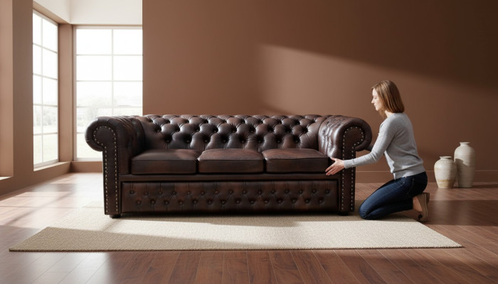 Canapé Chesterfield Sofa en cuir, ensemble rembourré, Leicester, nouvelles canapés de salon.