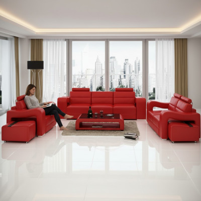 Ensemble de canapé en cuir design Canapé Ensemble de canapé Sofa Seat Rembourrage Suite 3+2+1 Set PISA