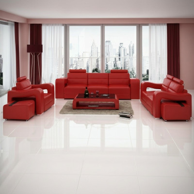 Ensemble de canapé en cuir design Canapé Ensemble de canapé Sofa Seat Rembourrage Suite 3+2+1 Set PISA