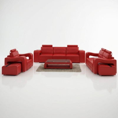 Ensemble de canapé en cuir design Canapé Ensemble de canapé Sofa Seat Rembourrage Suite 3+2+1 Set PISA