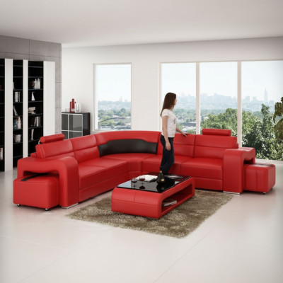 CANAPÉ EN CUIR Canapé d'angle Canapé d'angle DESIGNER Paysage vivant en forme de L CANAPÉ Siège SOFA PISA