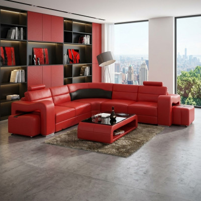 CANAPÉ EN CUIR Canapé d'angle Canapé d'angle DESIGNER Paysage vivant en forme de L CANAPÉ Siège SOFA PISA