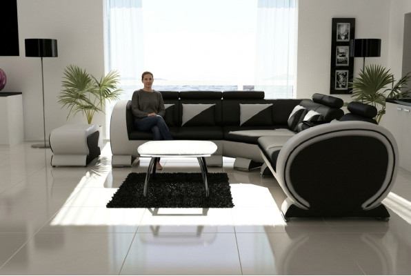Canapé d'angle design Canapé Sofa Ensemble de rembourrage Suite Lounge Canapés Canapés Paysage vivant
