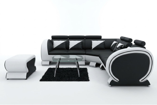 Canapé d'angle design Canapé Sofa Ensemble de rembourrage Suite Lounge Canapés Canapés Paysage vivant