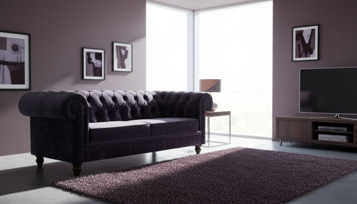 Sofa Chesterfield de designer noble, canapé rembourré, siège en tissu textile, ensemble en velours