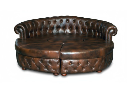 Chesterfield Rundsofa Ledersofa Runde Sofa XXL Wohnlandschaft Eckcouch Ecksofa
