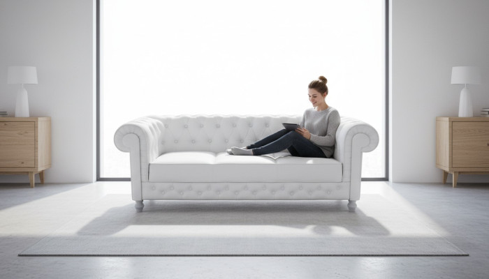 Canapé Chesterfield Sofa Ensemble 3 Places Meuble en Cuir Canapés WHITTBY