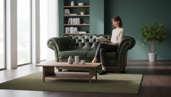 Canapé Chesterfield Sofa Ensemble 3 places Rembourré en cuir Nouveaux Canapés LEICESTERII