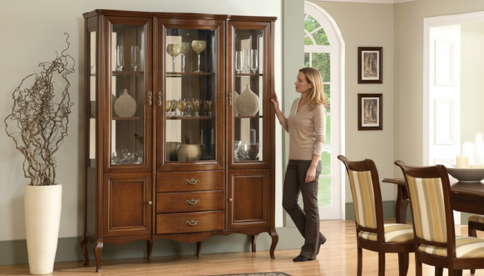 Vitrine Armoire de haute qualité Bois Vitrines en verre Meubles classiques italiens neufs