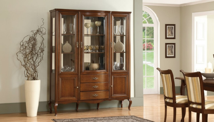 Vitrine Armoire de haute qualité Bois Vitrines en verre Meubles classiques italiens neufs