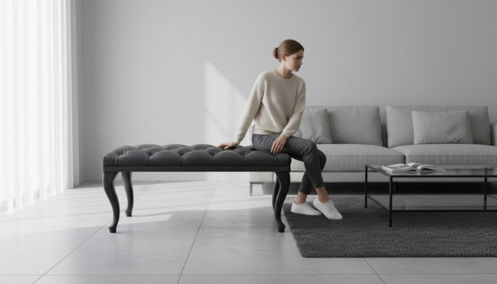 Pouf Chesterfield Repose-pieds Ottomane Canapé Cuir Tissu Textile Table d'appoint