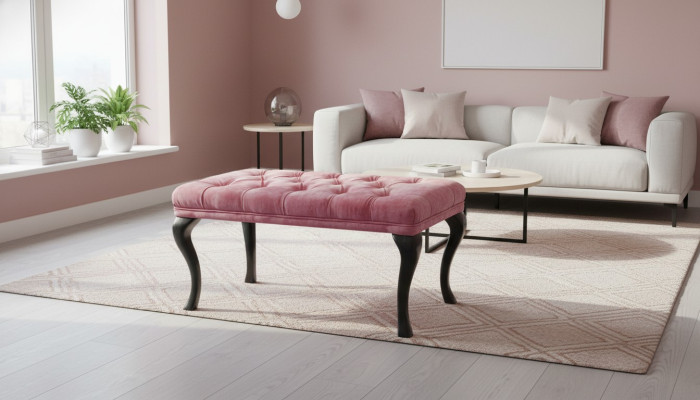 Tabouret Chesterfield Pouf Ottoman Canapé Cuir Tissu TORBAY II Neuf