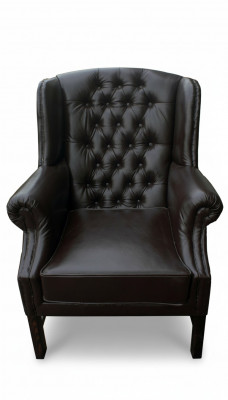 Fauteuil Chesterfield à oreilles, fauteuil TV, canapé relax en cuir, C.15.
