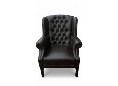 Fauteuil Chesterfield à oreilles, fauteuil TV, canapé relax en cuir, C.15.