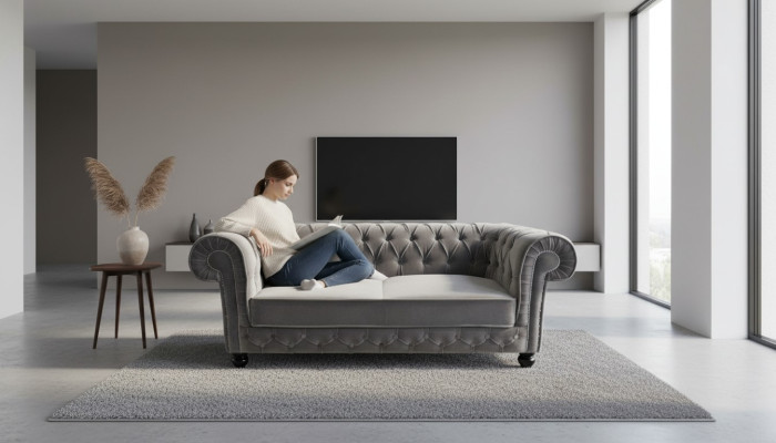 Canapé Chesterfield Sofa Couch Designer 3 places Ensemble de canapés Neuf CHESTER 2