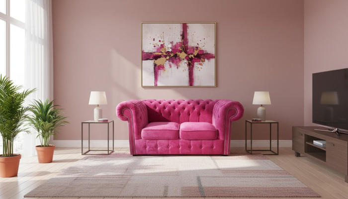 Canapé en tissu en velours Chesterfield, canapé-rembourrage 2 places classique, nouveau !