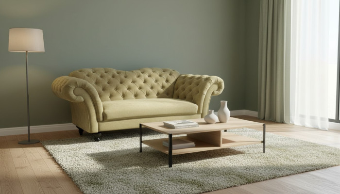 Canapé en tissu de velours Chesterfield, canapé en textile, canapé rembourré 3 places, canapés classiques, neuf
