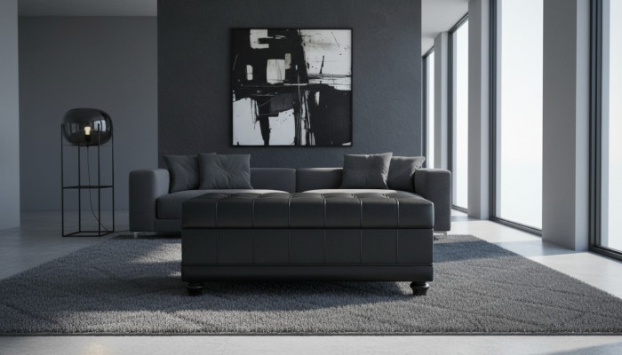 Chesterfield pouf repose-pieds ottoman pufa repose-pieds rembourré cuir textile