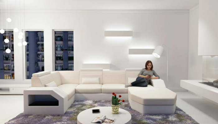 Canapé design Canapé d'angle Cuir Tissu Tapisserie Suite de tapisserie Paysage de vie nouveau