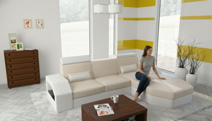 Canapé design canapé canapé d'angle en cuir tissu textile suite rembourrage paysage de vie