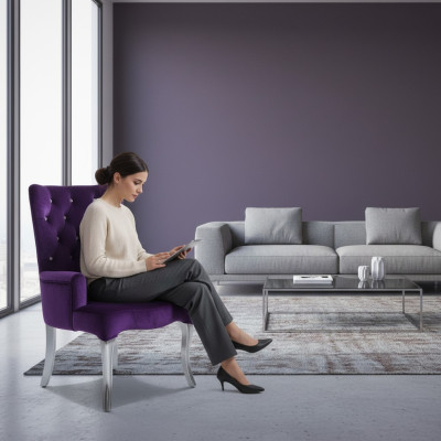 Fauteuil design en velours, canapé lounge club avec pierres de cristal, chaise, chaises, neuf.