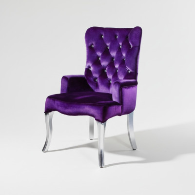 Fauteuil design en velours, canapé lounge club avec pierres de cristal, chaise, chaises, neuf.
