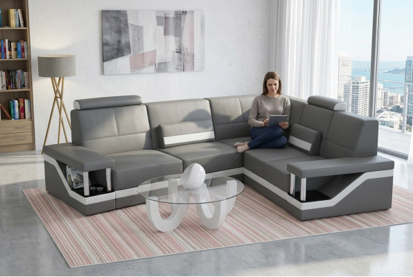 Canapé en cuir Canapé d'angle Canapé Sofa Poster Ensemble d'angle Canapés Tissu Cuir Ensemble nouveau