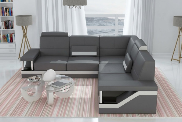 Canapé en cuir Canapé d'angle Canapé Sofa Poster Ensemble d'angle Canapés Tissu Cuir Ensemble nouveau
