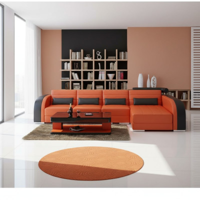 Grand canapé sofa paysage de vie rembourrage coin canapé en cuir suite canapés Bergamo