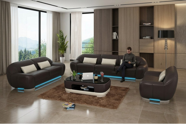 Canapé en cuir canapé ensemble canapé d'angle suite d'angle design décor canapé moderne