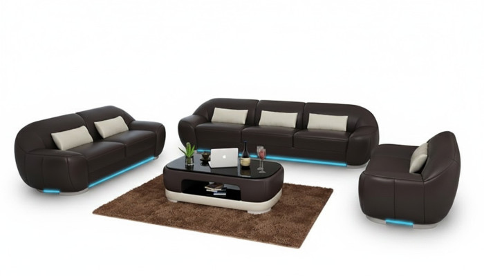 Canapé en cuir canapé ensemble canapé d'angle suite d'angle design décor canapé moderne