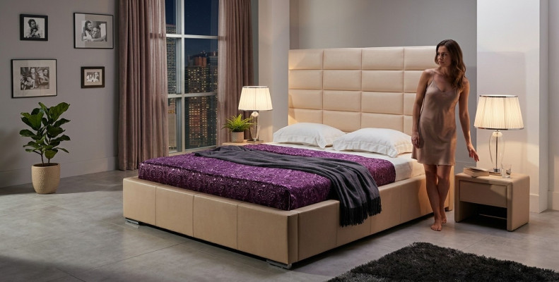 Lit capitonné DESIGNER Lit double MINI-MAXI 2101