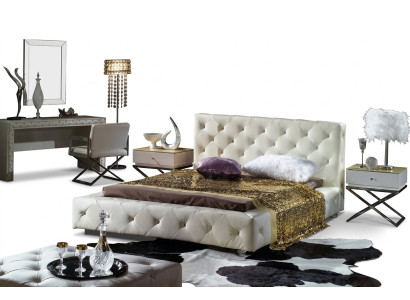 Lit design élégant, lits, lit en cuir, lit Chesterfield, lit rembourré, lit double, neuf