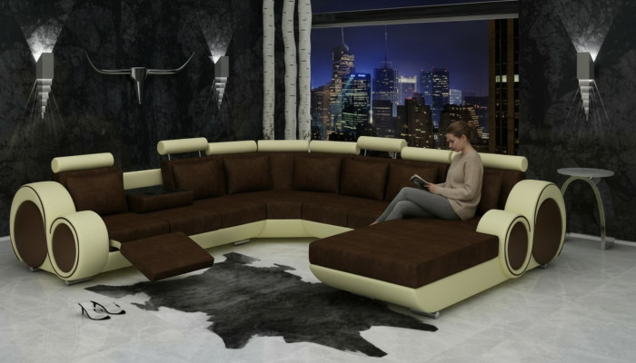 Canapé XXL en tissu pour salon avec coin canapé en tissu, grand canapé d'angle rembourré, nouveau.