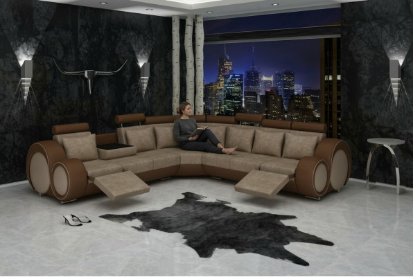 CANAPÉ TEXTILE DESIGNERSOFA CANAPÉ D'ANGLE Paysage vivant ECK nouvelle Suite en cuir !!!