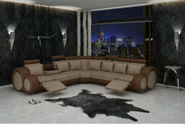 CANAPÉ TEXTILE DESIGNERSOFA CANAPÉ D'ANGLE Paysage vivant ECK nouvelle Suite en cuir !!!