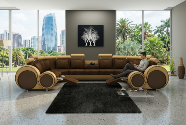 Canapé d'angle Canapé paysage vivant Rembourrage Canapé Siège Suite d'angle Textile Cuir Tissu XXL