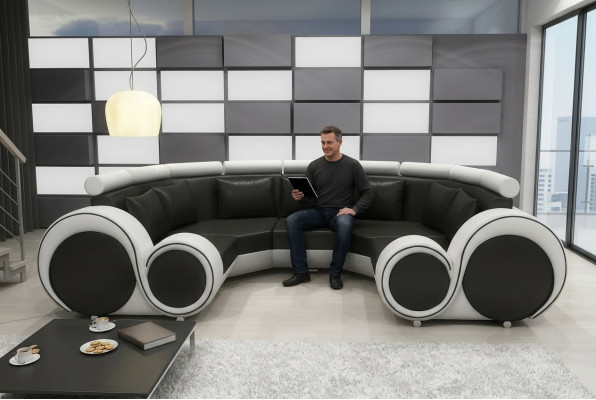 Canapé moderne en cuir exclusif en simili cuir premium avec cadre en bois.