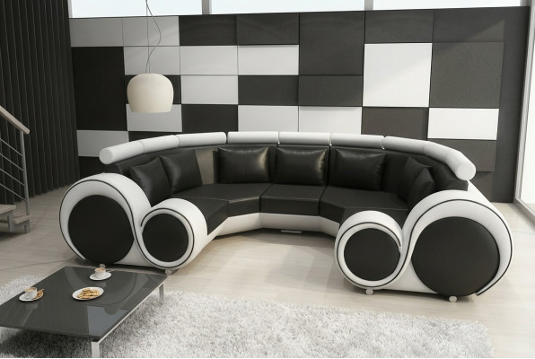 Canapé moderne en cuir exclusif en simili cuir premium avec cadre en bois.
