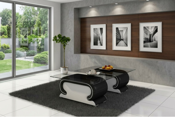 Table en verre design Dessus de table en cuir Canapé Sofa Tables en cuir