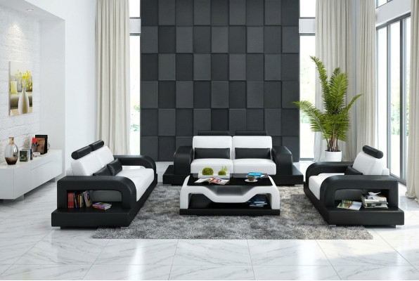 Canapé en cuir Canapé Salon paysager 3+2+1 Place Suite Design moderne Sofa