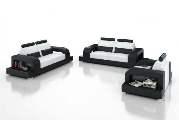 Canapé en cuir Canapé Salon paysager 3+2+1 Place Suite Design moderne Sofa