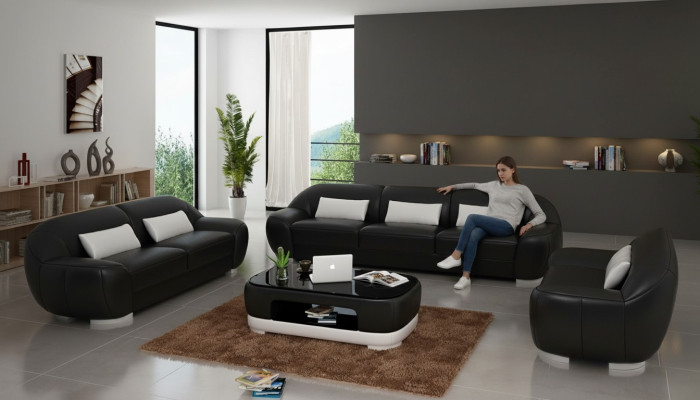 Canapé en cuir Canapé paysager Salon Canapé d'angle Suite d'angle Canapé moderne Design