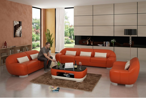 Canapé en cuir Canapé Paysage de vie Canapé d'angle Suite d'angle Canapé Design Moderne