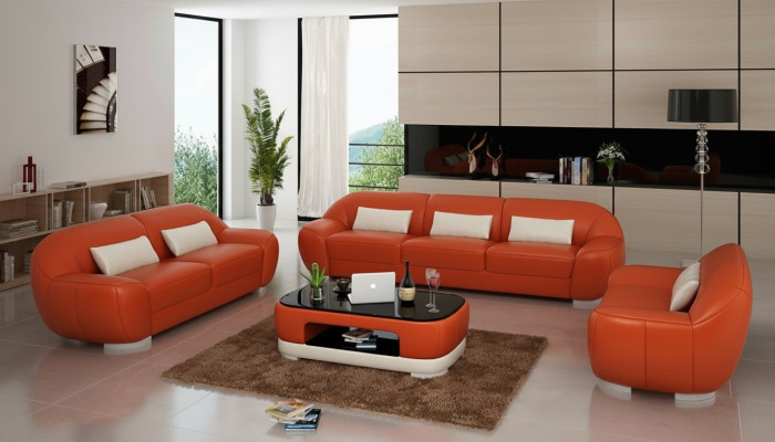 Canapé en cuir Canapé Paysage de vie Canapé d'angle Suite d'angle Canapé Design Moderne