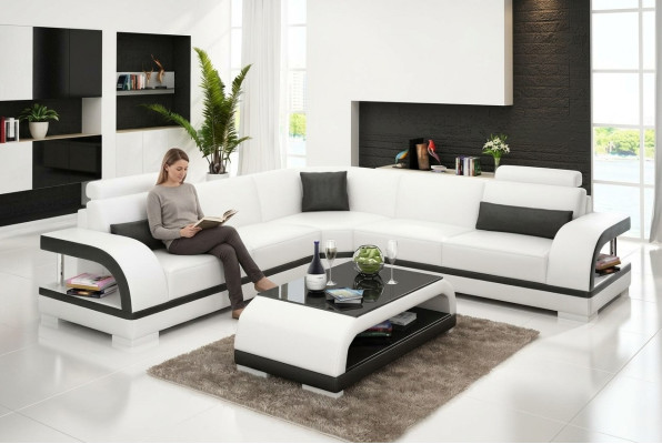 Canapé en cuir Canapé Canapé d'angle Canapé d'angle Suite d'angle Design Canapé moderne G8011B