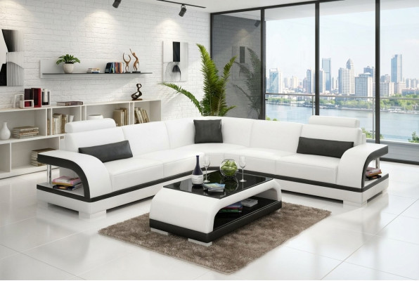 Canapé en cuir Canapé Canapé d'angle Canapé d'angle Suite d'angle Design Canapé moderne G8011B