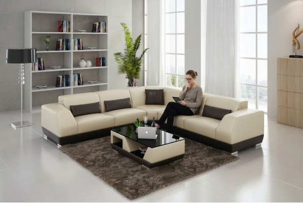 Canapé en cuir canapé paysage vivant canapé canapé d'angle suite d'angle design moderne