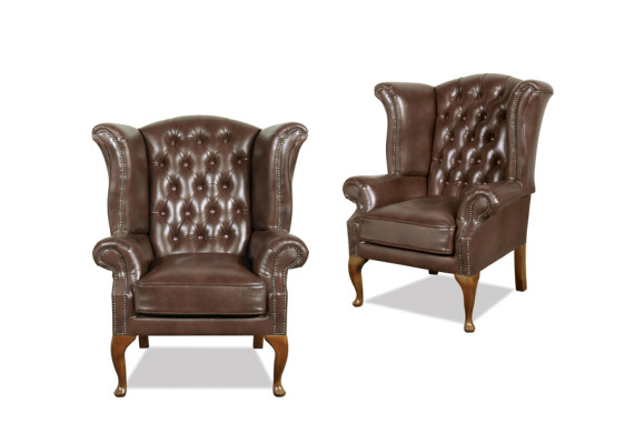 Chesterfield fauteuil oreille Queen fauteuil look antique canapé rembourrage télévision nouveau mobilier